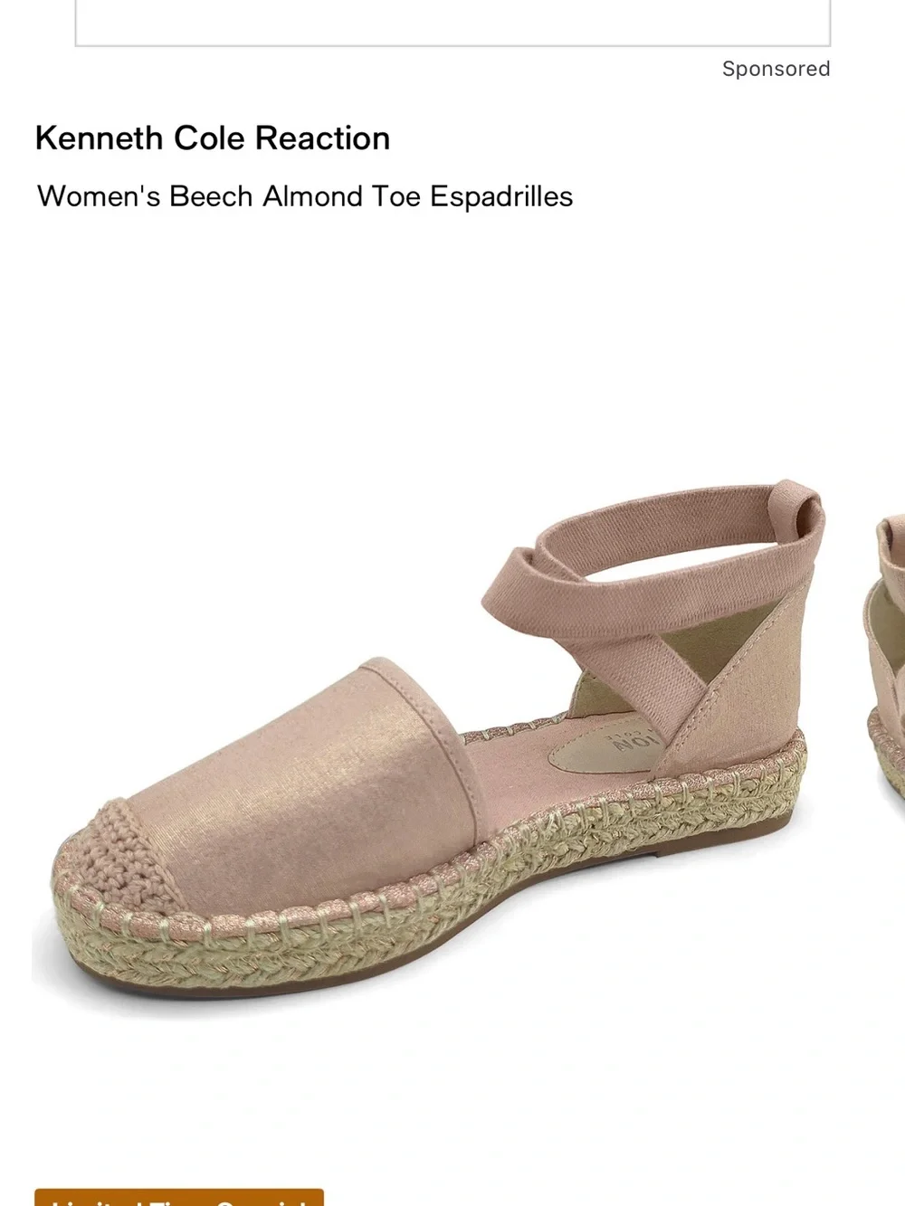Kenneth Cole Reaction Women's Espadrille Ankle Tie Sandals in Blush
